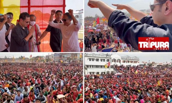 Massive Crowd of Tipra Motha Party! Occupied each inch of Astabal Stadium: 20 ST Seats to Play Major Role in 2023 Tripura Assembly Poll Massive Crowd of Tipra Motha Party! Occupied each inch of Astabal Stadium: 20 ST Seats to Play Major Role in 2023 Tripura Assembly Poll